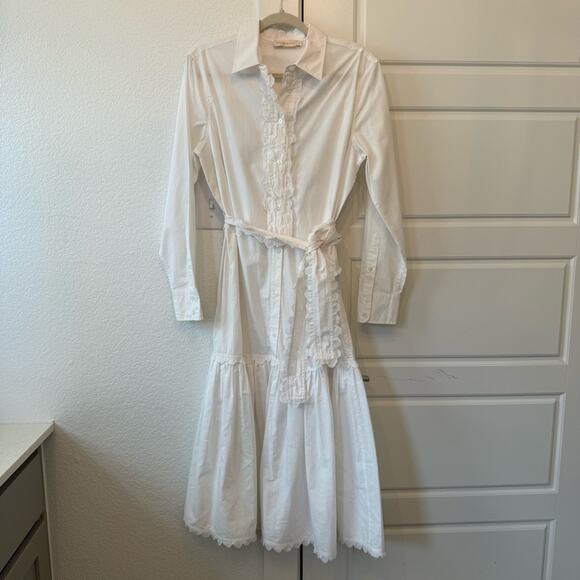 Tory Burch Scalloped Cotton Shirt Dress - Picture 6 of 9